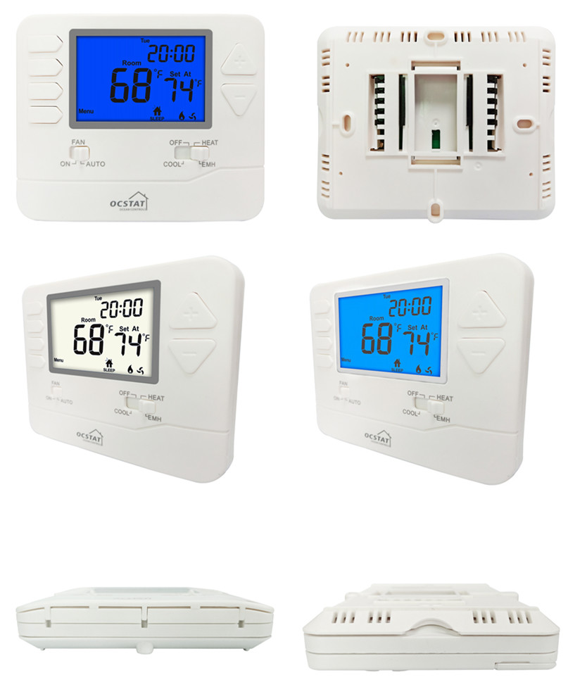 ABS PC LCD Display Digital Room Thermostat 24VAC