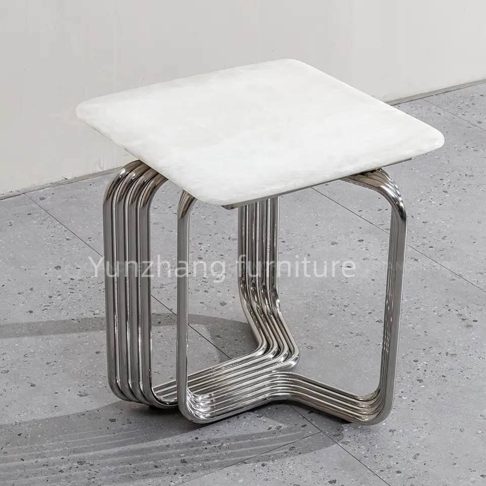 Steel Pipe Side Square Table Small Sofa Coffee Table For Living Room Balcony Apartment