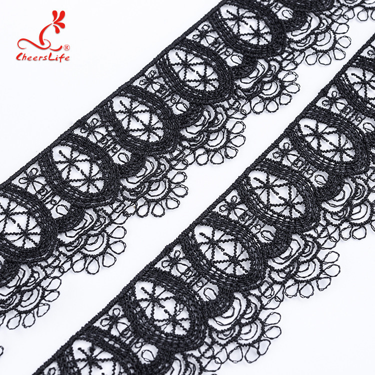 Cheerslife Stock 3.2Cm Milk Yarn Water Soluble Embroidery Chemical Cord Type Water Drop Shape Lace Trim For Casual Dre