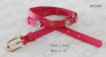 Red PU Flowers Kids Fashion Belts With Studs / Zinc Alloy Buckle 1.5cm Width
