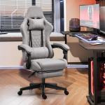 Adjustable Ergonomic Gaming Chair with Footrest and Massage Synthetic Leather 41
