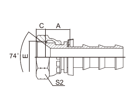 Female Cone Seat 74 Degree Socketless Hose Fittings