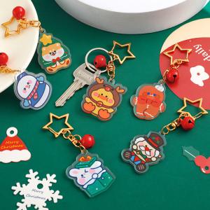 China Customized Christmas Keychain with Metal Ring and Transparent Snowman Print wholesale