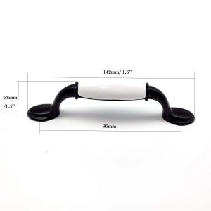 China OEM 142mm Zinc Alloy Handle White Ceramics Vintage Drawer Knob wholesale