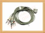 4.0 One Piece ECG Monitor Cable , Ecg Lead Cable 10 Lead Wires TPU Gray With