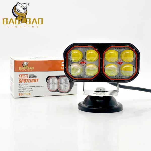 9-85V Red Devil Eyes 8 Eyes White Yellow Dual Color Aluminum Mini Driving Lights