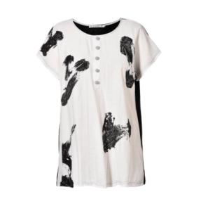 China Black White Contrast Color Ladies Fashion Tops Round Neck T Shirt With Lycra wholesale
