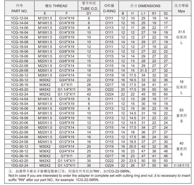 Bsp Thread with O-Ring Seal 1cg/Dg 1cg-Rn/Dg-Rn