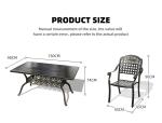 Garden Terrace Balcony Cast Aluminium BBQ Grill Rectangular Table and Chair Set