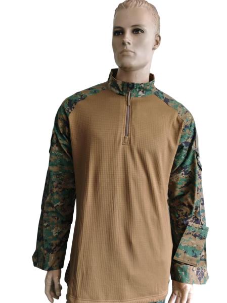 Military Style Camouflage High Neck Half Placket Training Top Breathable