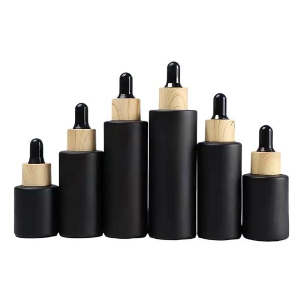Fast Shipping Frost Matte Black Empty Glass Essential Oil Dropper Bottle With