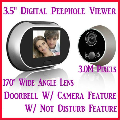 3.5" Digital Door Peephole Viewer Doorbell Photo Camera W/ 3.0M Pixel & 170°