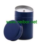 silver plain round tea tin can with airtight double lids
