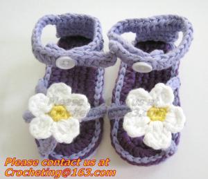China Crochet newborn baby girl summer shoes baby moccasins hand knitted baby sandals crochel wholesale