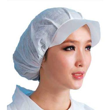 Quality White Peaked Disposable Bouffant Scrub Hats For Food Industry , Non Woven Bouffant Cap for sale