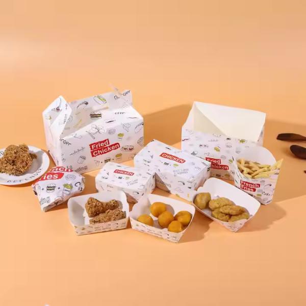 CMYK 4 Color Offest Printing Disposable Fast Food Packaging Box For Burger