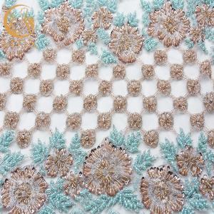 China Polyester Beads Multicolor Lace Fabric / Types Of Lace For Wedding Dresses wholesale