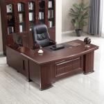 Solid Wood Executive Office Set for Executive Desk and Chair in Vintage Mahogany
