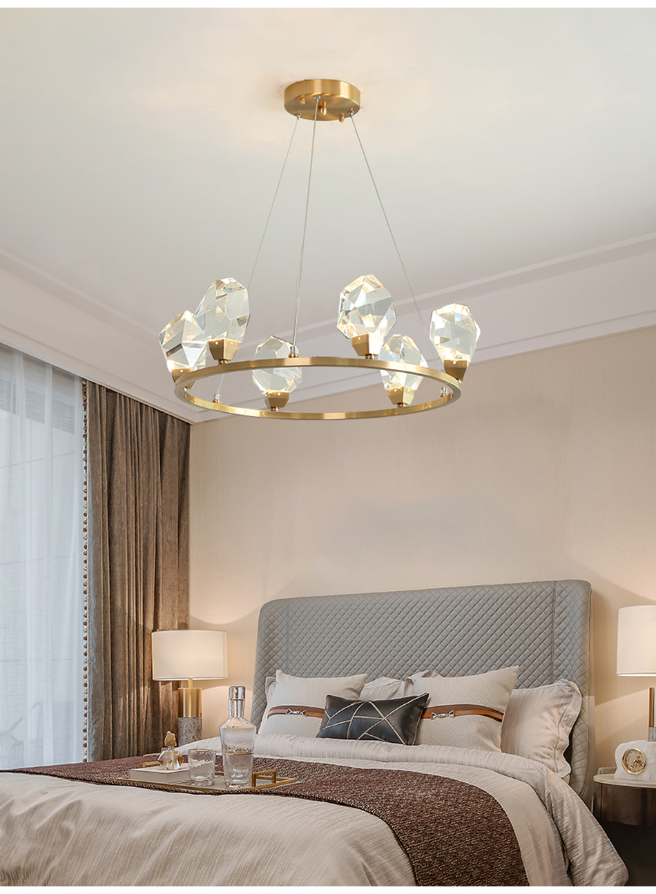 Modern Circle Rectangle Chandelier Lighting Living Dining Room Diamond Crystal Hanging Lamp(WH-CY-185)