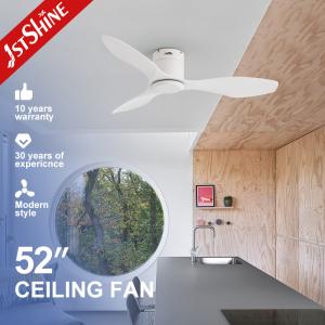 China Plastic Ceiling Fan 48 Inch White ABS Blades Flush Mount LED Ceiling Fan With Dimmable Lighting wholesale