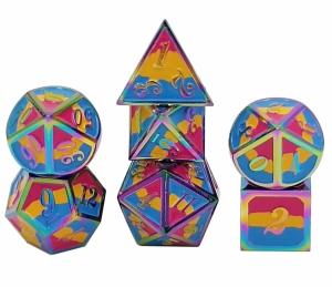 China 16mm Smooth RPG Metal Dice Custom DND Logo Rainbow Game Set wholesale