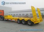 3 Axle 100 Ton Low Bed Semi Trailer Heavy Duty Flatbed Trailer With Manual Ramp