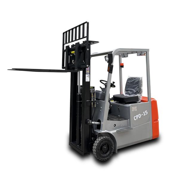 1500kg 1.5t 3m 3-wheel electric forklift with High capacity battery electric