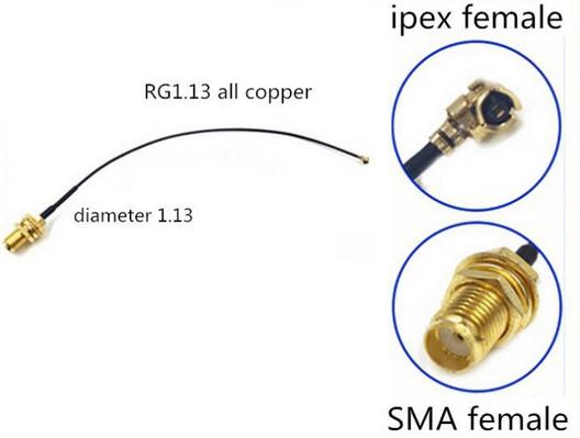 Quality U.FL To SMA Female RF Cable Assembly 50 ohm RF1.13 Cable for sale