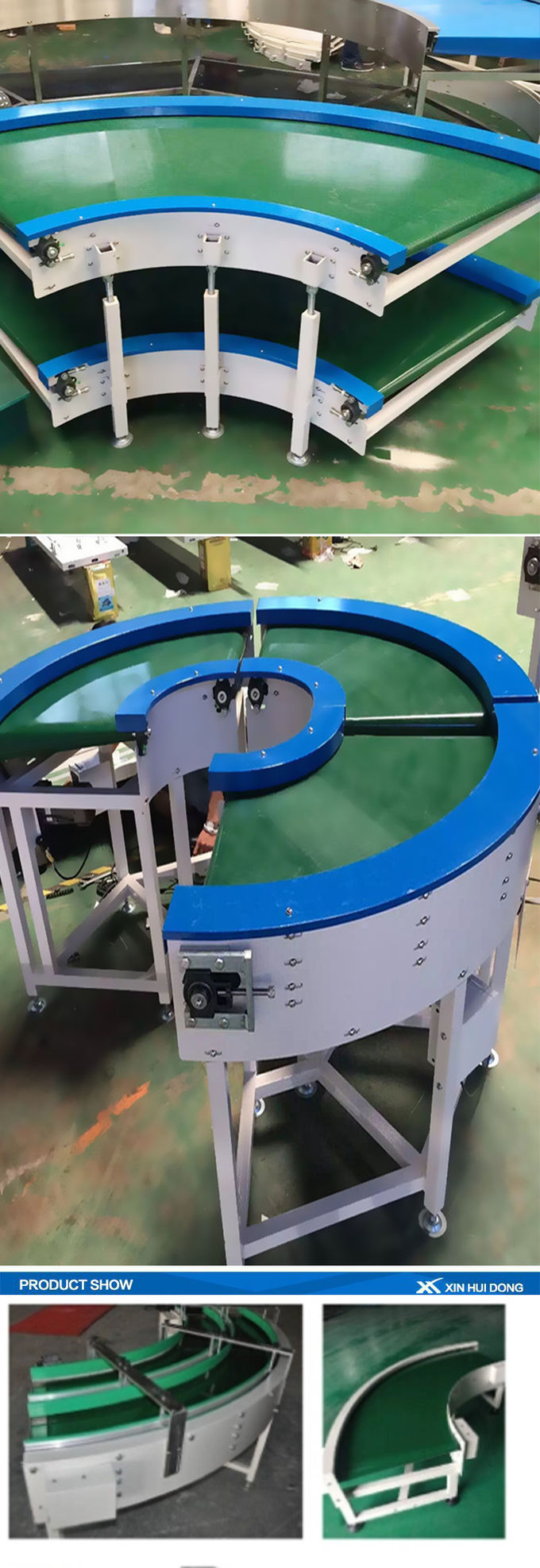 PVC Curve 90 Degree Belt Conveyor , Slat Powered Belt Conveyor For Food Industry