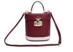 Bucket Lady Collision Color Women'S Leather Shoulder Handbags Cross Body