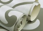 0.53*10m Velvet Textured Wallpaper , White And Green Velvet Wallpaper For Home