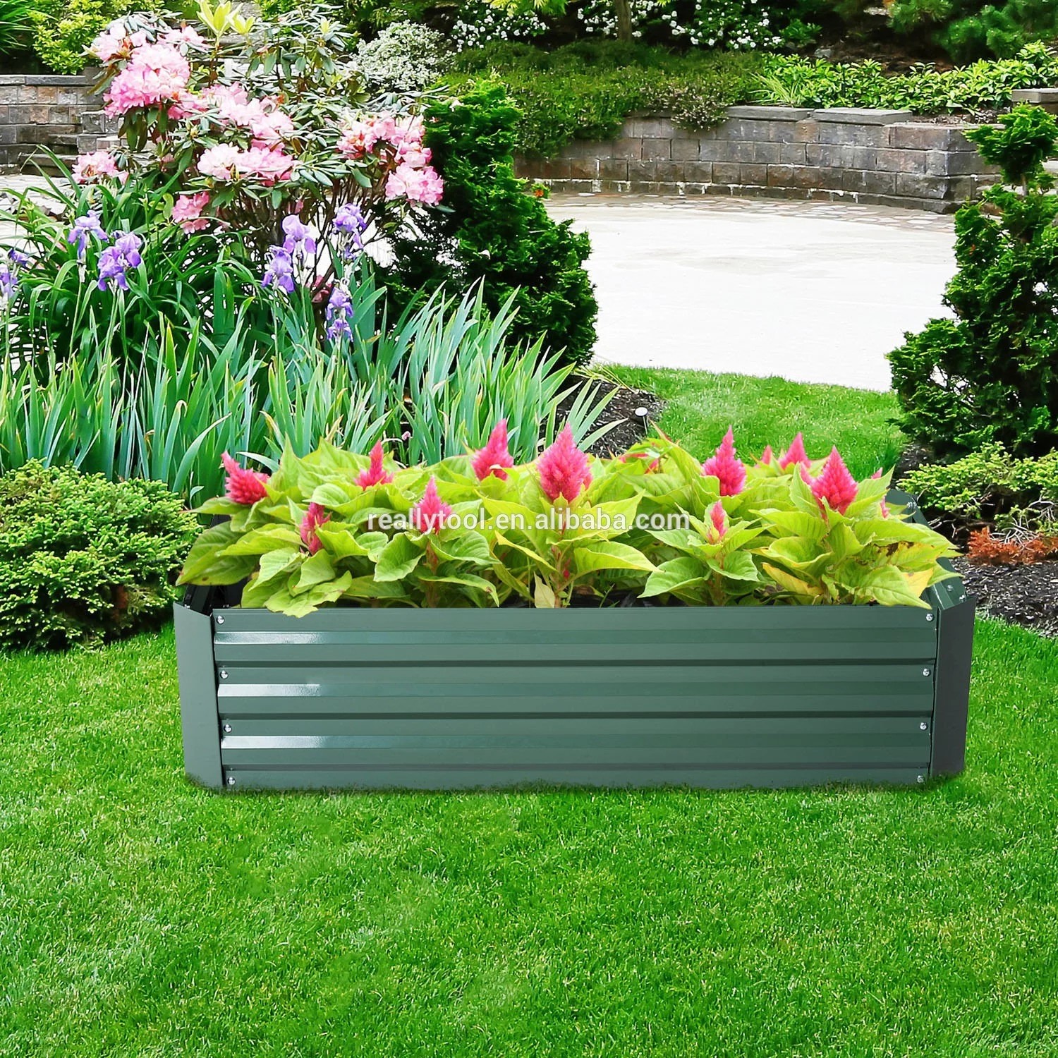 5ft 14.5lbs Raised Metal Garden Bed For Vegetables