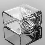 Hand Blown Home Decoration Glass 4 Inch Height Mini Rectangular Clear Glass Vase