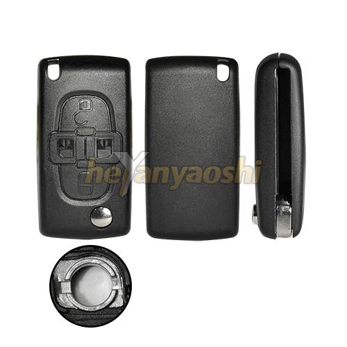 Top Quality Peugeot 4 Buttons Remote Flip Shell No Blade Folding Case Blank