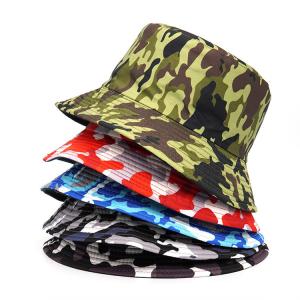 China Fashion Women Men Camouflage Bucket Hat Outdoor Sport hat with full printing pattern wholesale