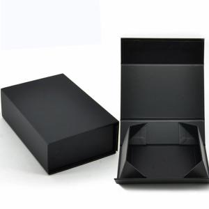 China Custom Paper Folder Box Packaging Luxury Black Foldable Paper Gift Box With Ribbon wholesale