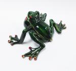 Bejewelled Home decoration Alloy Hand painted crystal Frog metal trinket box