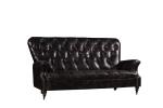 Durable Linen Black Leather 3 Seater Sofa , Three Seater Leather Couch Wooden