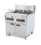 Stainless Steel Two-Cylinder Four Basket Deep Fryer With Cabinet / Commercia