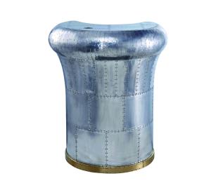 China Antique Leather Counter Height Stools Aluminium / Brass Sheet Cover Full Handwork Craft wholesale