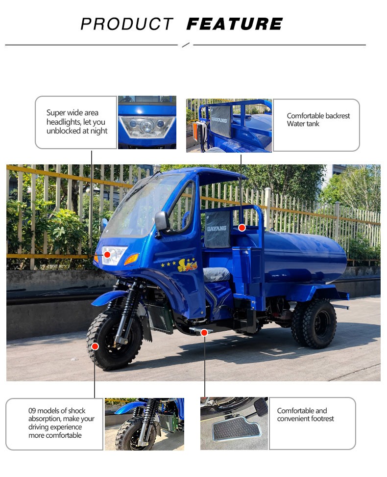 250cc Blue Body Tricycles with Cargo Oil Tanker Cooling Mode Air Country of Origin Peru