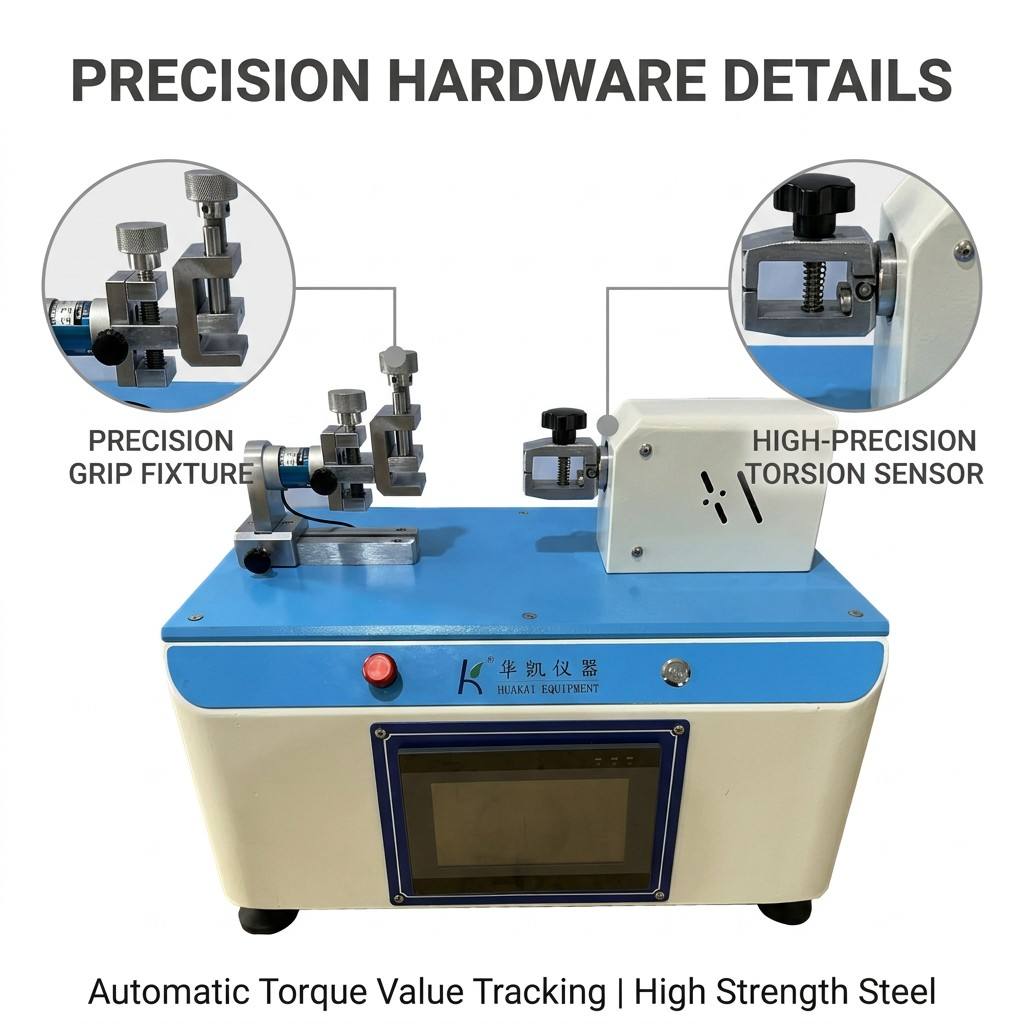 PLC Touch Screen Zipper Puller Torsion Testing Machine 0.1-5Nm Torque Tester for Nylon Metal Zippers Manufacturer