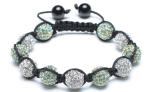 Adjustable Shamballa Bracelet, Cyan & Crystal Rhinestone Ball