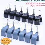 Ø2.5mm~25mm Plastic Cable Clips c/w Single Nail and Ø30mm~50mm Round Cable Clips