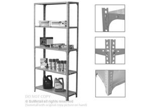China Adjustable Steel Slotted Angle Shelving Racks Five Tiers For Industrial Storage wholesale