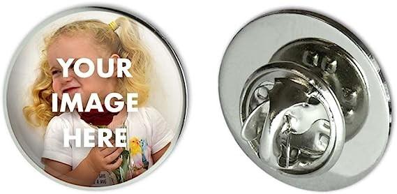 Round Lapel Hat Pin Tie Tack .75"| Customize With Your Own Image, Personalized