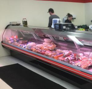 China Refrigerated Fan Cooling Fresh Butcher Display Fridge With Wheels 220V wholesale