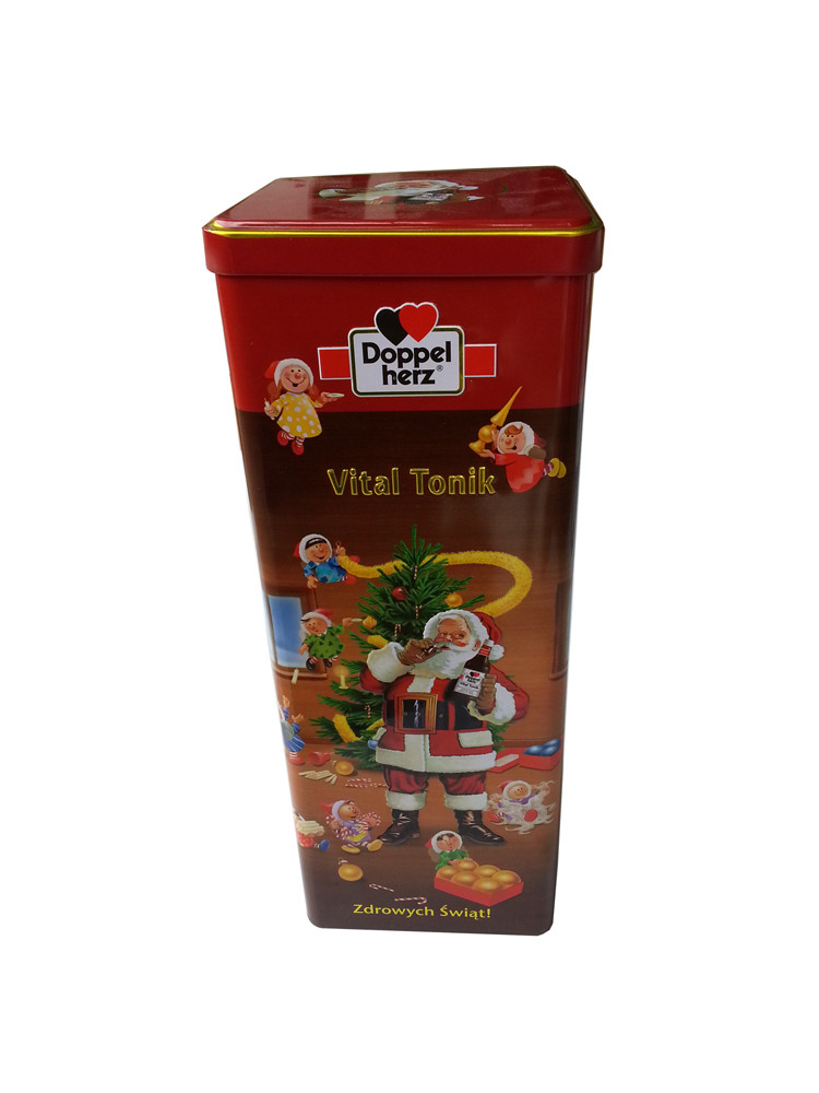 Promotional Metal Tin Container Square Vital Tonik For Wine Packaging