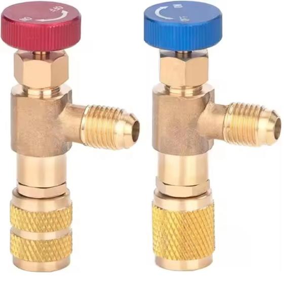 R410A R22 Liquid Safety Adapter Flow Control Ball Valve Refrigerant Charging