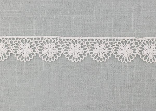 Floral Venice Lace Trims , Vintage White Embroidered Lace Trim For Bridal